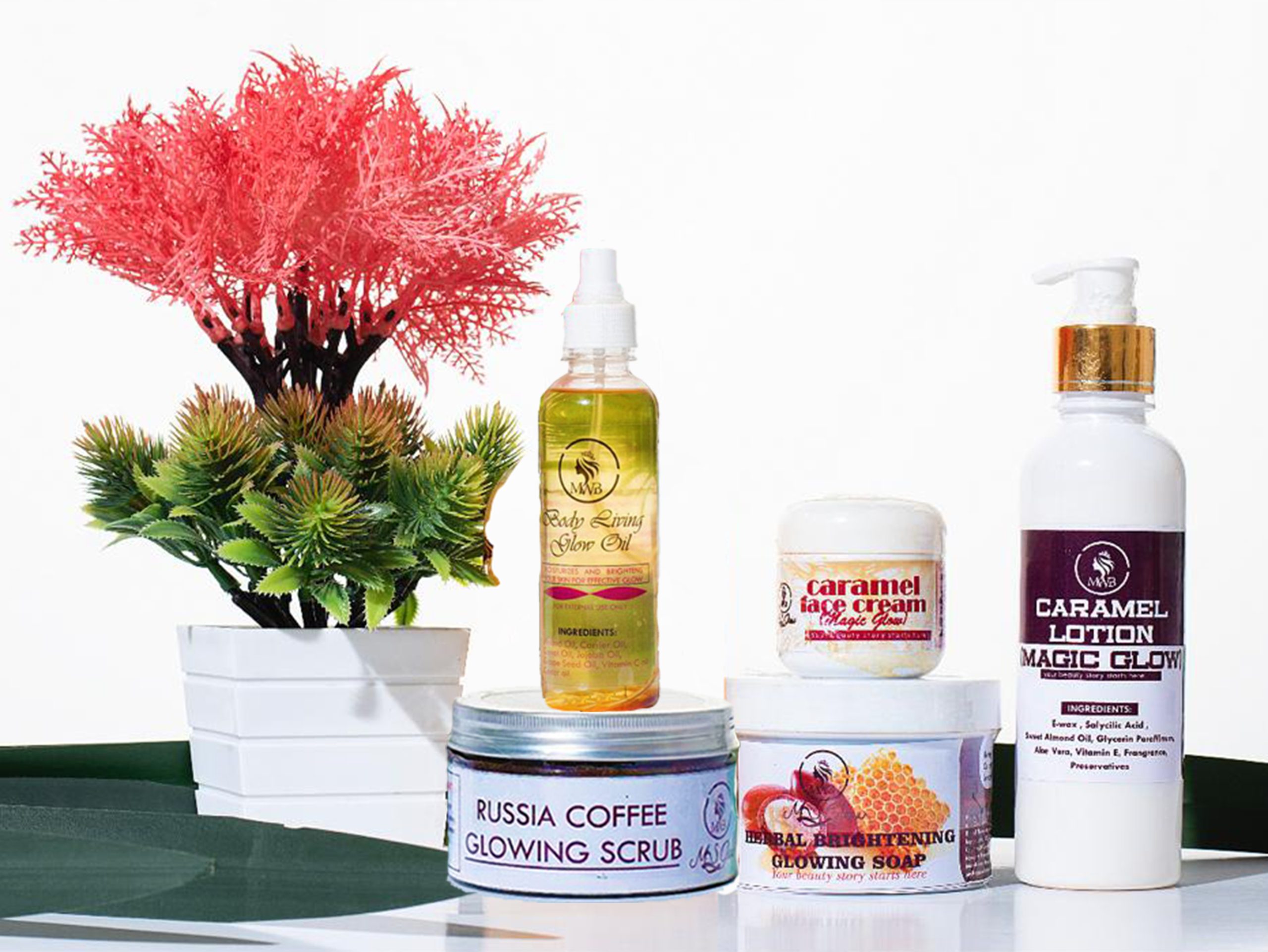 caramel glow small set